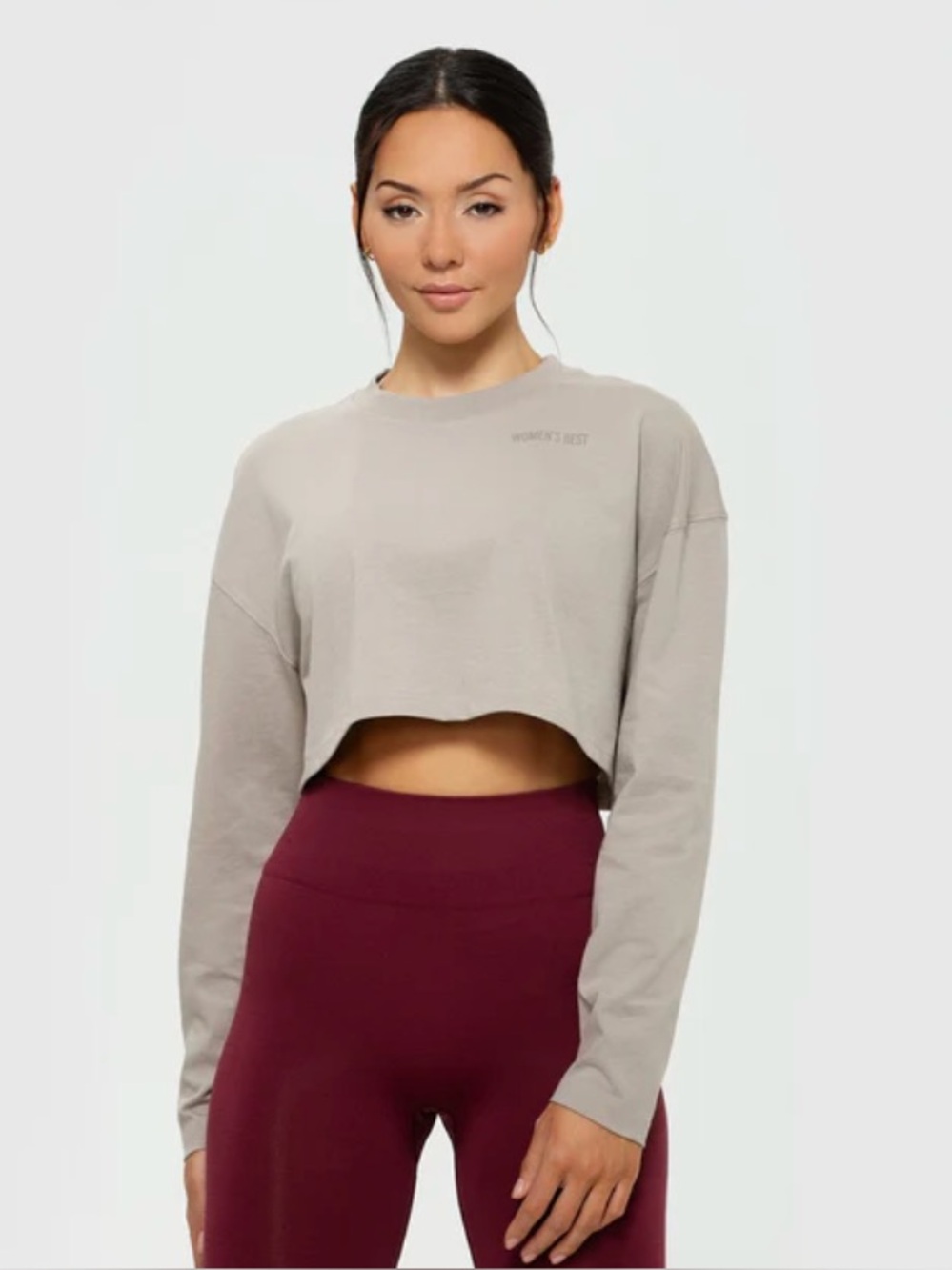Comfort Oversized Cropped Long Sleeve T-Shirt Buff
